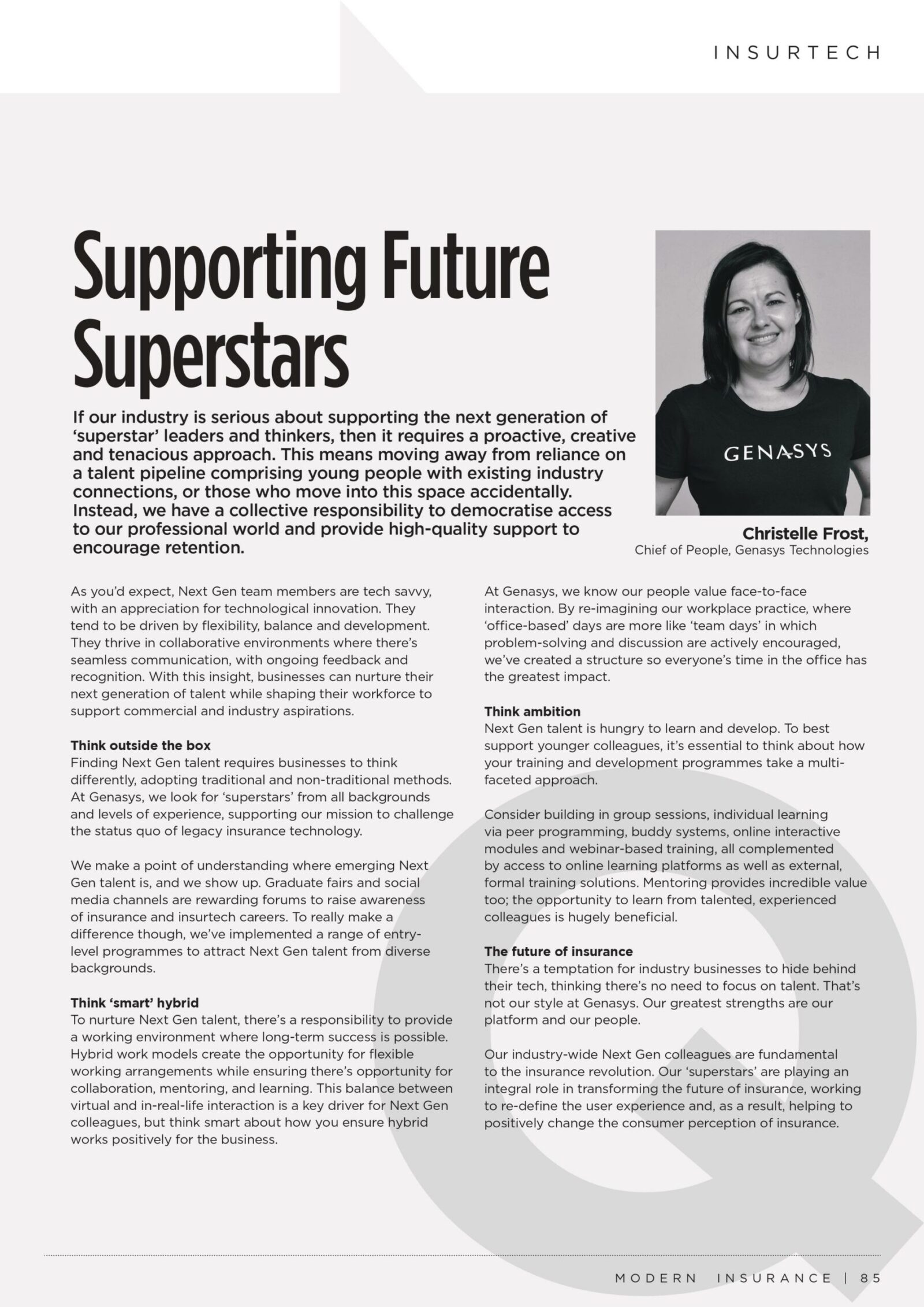 Modern Insurance Magazine - Issue 63 'Supporting Future Superstars'