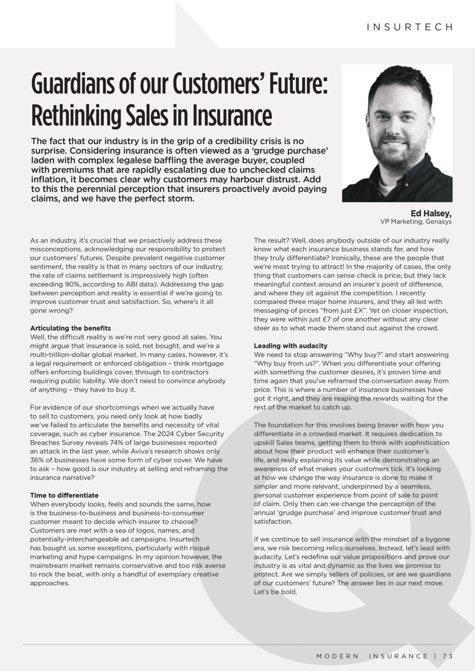 Guarding our customers future: rethinking sales in insurance