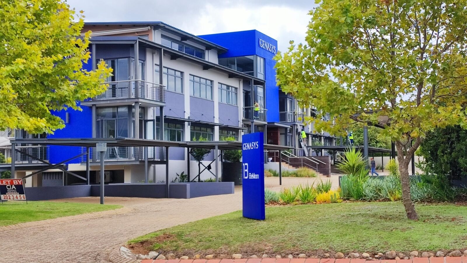 The Genasys office building in Cape Town with its blue Genasys sign