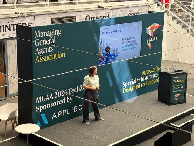 A colleague presenting on the MGAA 2026 stage